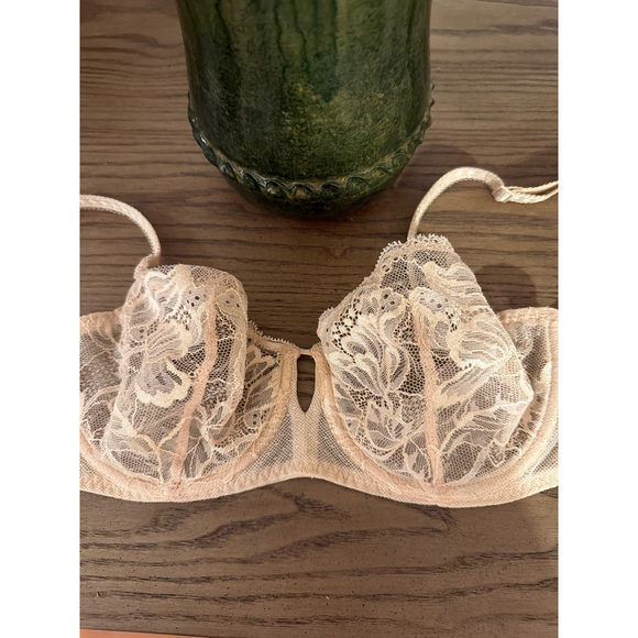 Simon perele Simone Perele Promesse Lace Demi Cup Bra Size 34D in Tan - Picture 2 of 5
